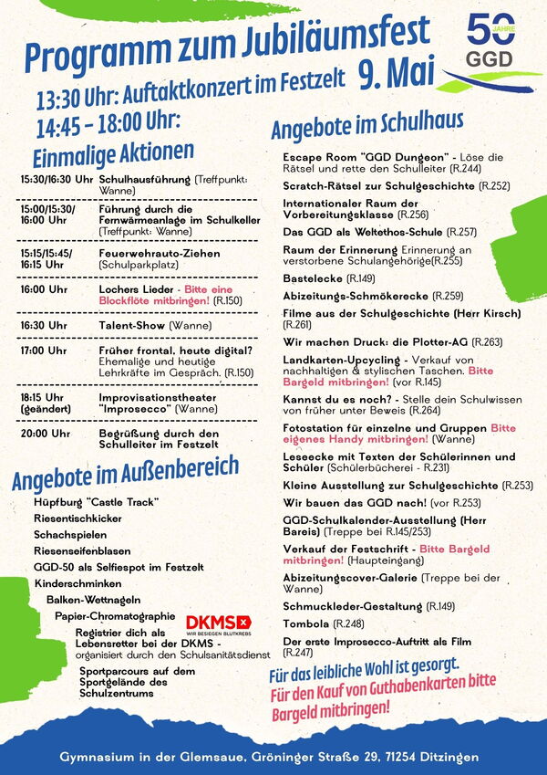 Programm Schuljubiläum